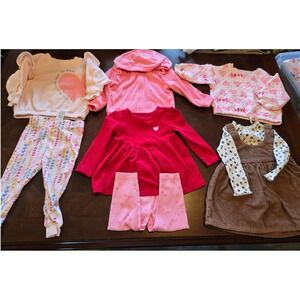 Carters Baby Girl 12M Bundle Heart Outfits Fleece Hoodie Corduroy Dress 8pc Lot